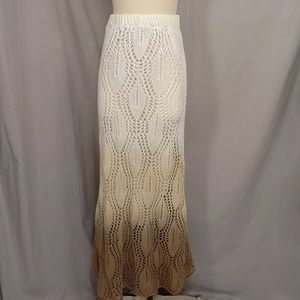 Crochet Maxi Skirt Hombre Fade Cobweb Weave Knit Pencil Slim Floor Length Long